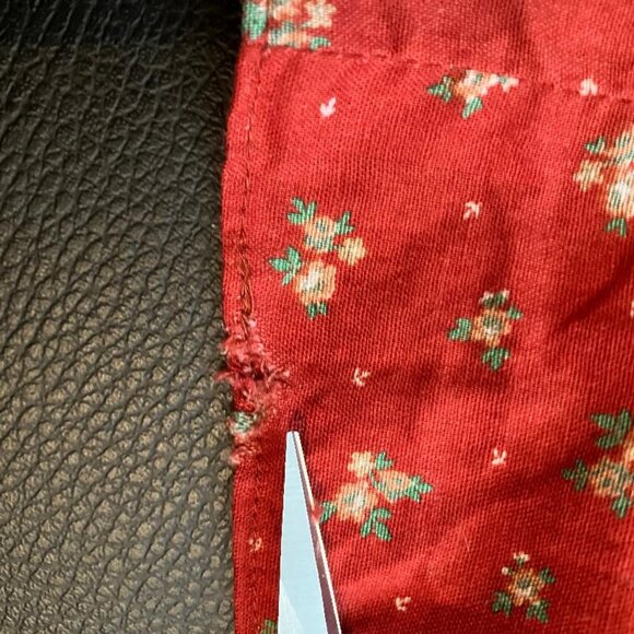 70's Vintage Red Green Velveteen Calico Prairie Maxi Skirt *FLAWS - Picture 10 of 10